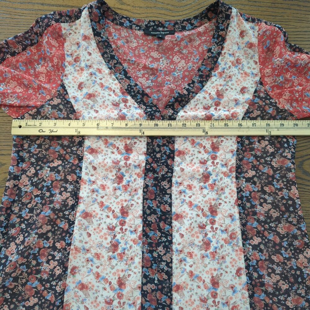 Nanette Lepore floral butterfly sleeves bohemian gypsy saloon pullover‎ blouse M - Picture 12 of 15